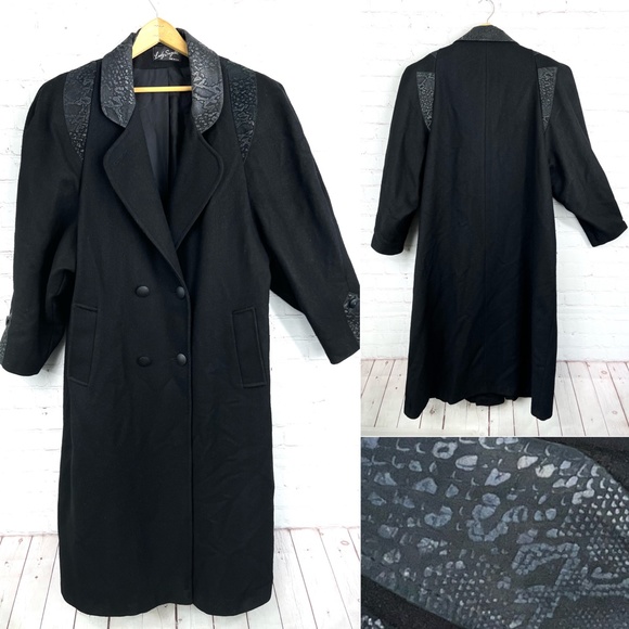 Lady Suzette Jackets & Blazers - ••VINTAGE |•LADY SUZETTE•| GORGEOUS Long Wool Jacket Snakeskin Leather Embellish